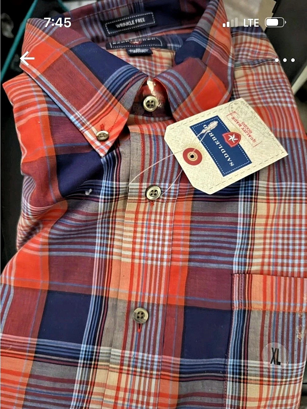 Tommy Hilfiger Men's Plaid Button Down Red & Blue XL NWT